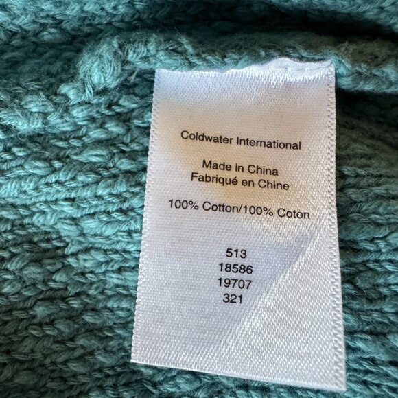 Coldwater Creek 100% Slub Cotton Teal Short Sleeve Sweater, size XL - Picture 7 of 8